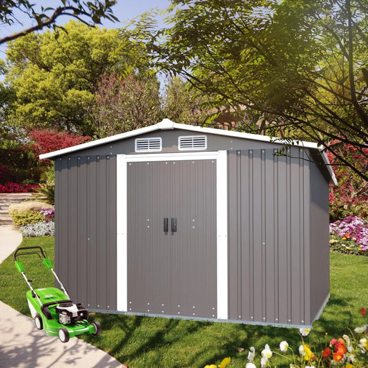 Abri à outils, en métal en 3 tailles, résistant aux intempéries, aux UV et à la rouille, espace de rangement extérieur polyvalent