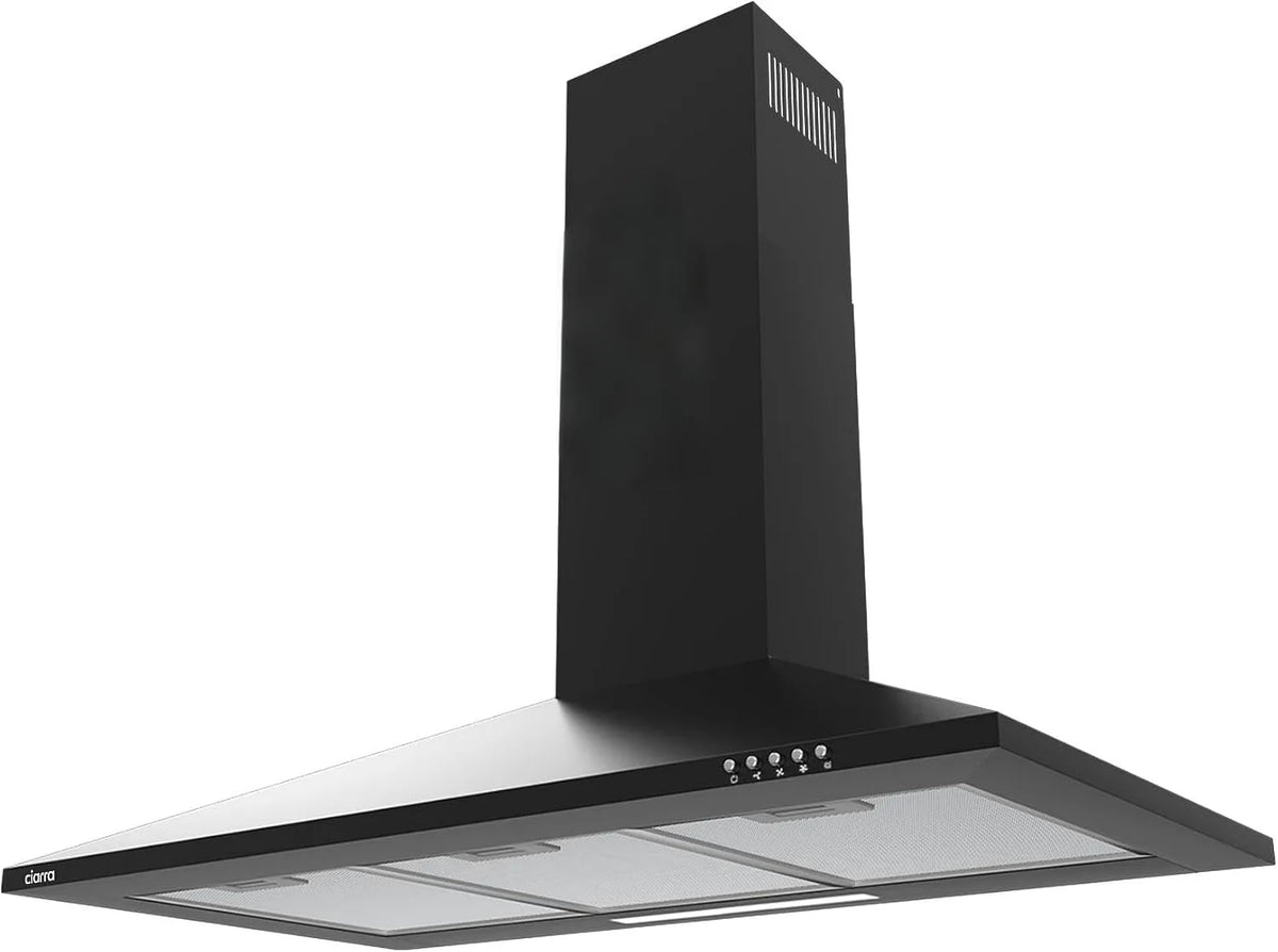 CIARRA hotte aspirante CAB9201A-VC, 3 niveaux de vitesse, 3 niveaux de vitesse, classe énergétique A, Eclairage LED, 90cm 370 m³/h, Hotte Murale