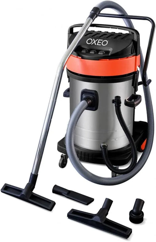 Aspirateur Oxeo, capacité 70 litres, Tri Moteurs, livré avec Accessoires, Eau et poussière Professionnel 3000W, cuve 70L, sans Sac