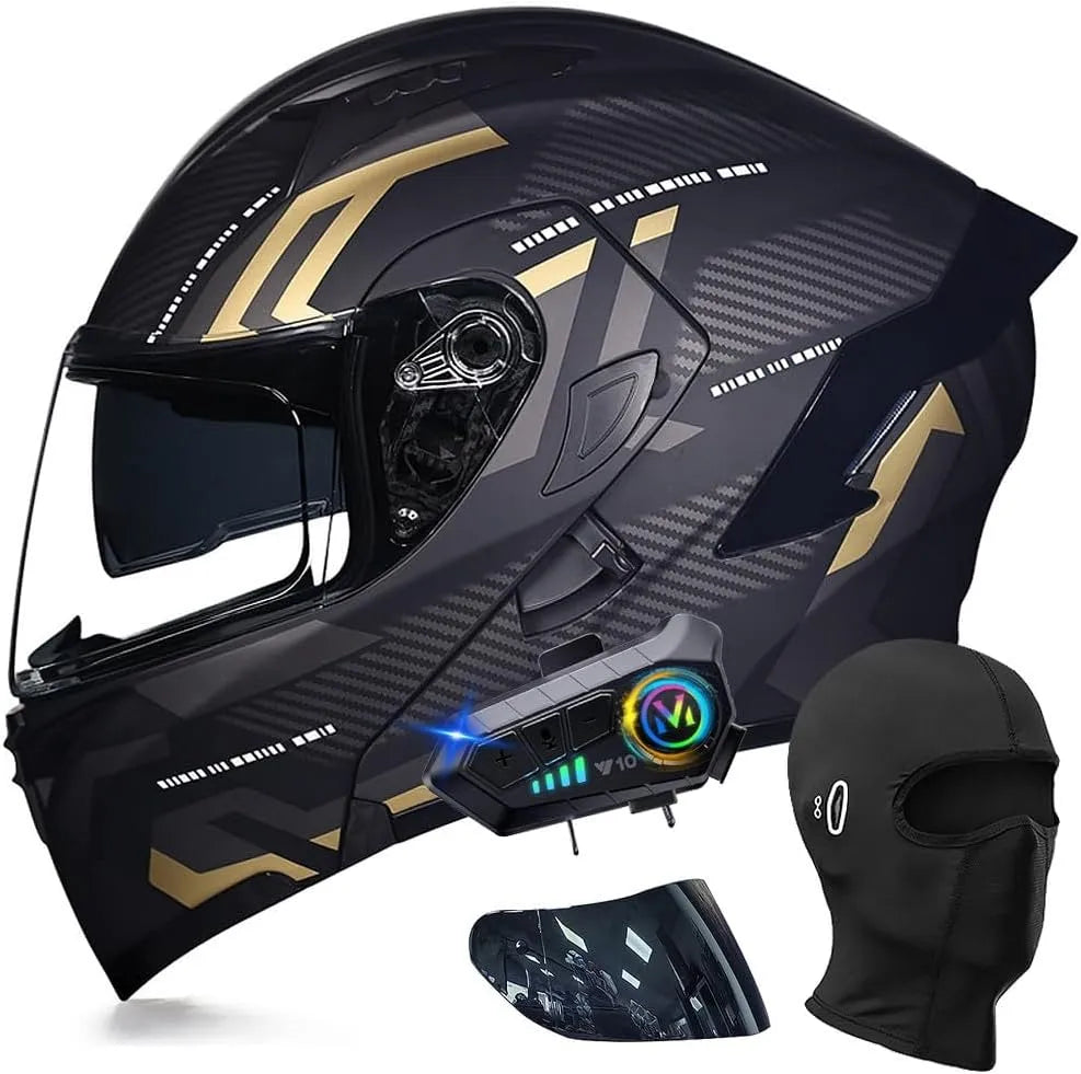 Casque moto Bluetooth Modulable, Flip Up Adulte Moto, Moto Homologué ECE