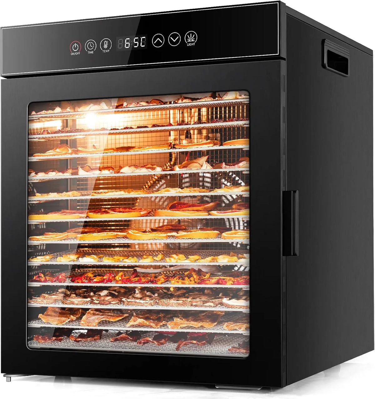 Déshydrateur alimentaire Kwasyo, 12 Plateaux en Acier Inoxydable, Légumes, Structure à Double Couche, Poissons, Viande, Jerky, Herbes