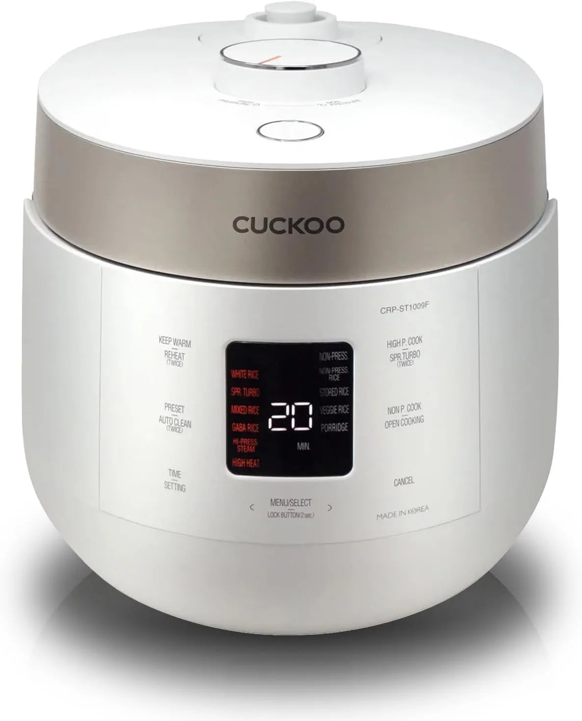 Modèle Cuiseur à riz et chauffe-riz pour 6 tasses CRP-ST0609FW CUCKOO, 12 tasses, 16 options de menu, 3 guides, non cuites