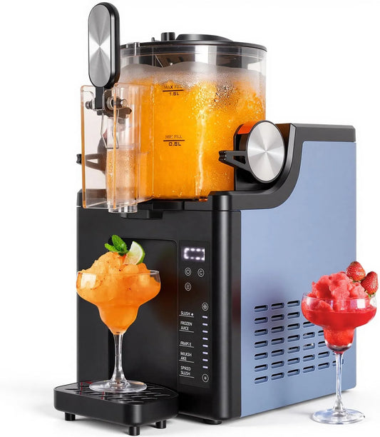 Pour la maison Slushie Machine, capacité 1,5 l, 6 personnes, 15 à 45 min, mode nettoyage, pas besoin de glace, écran tactile couleur, écran réversible
