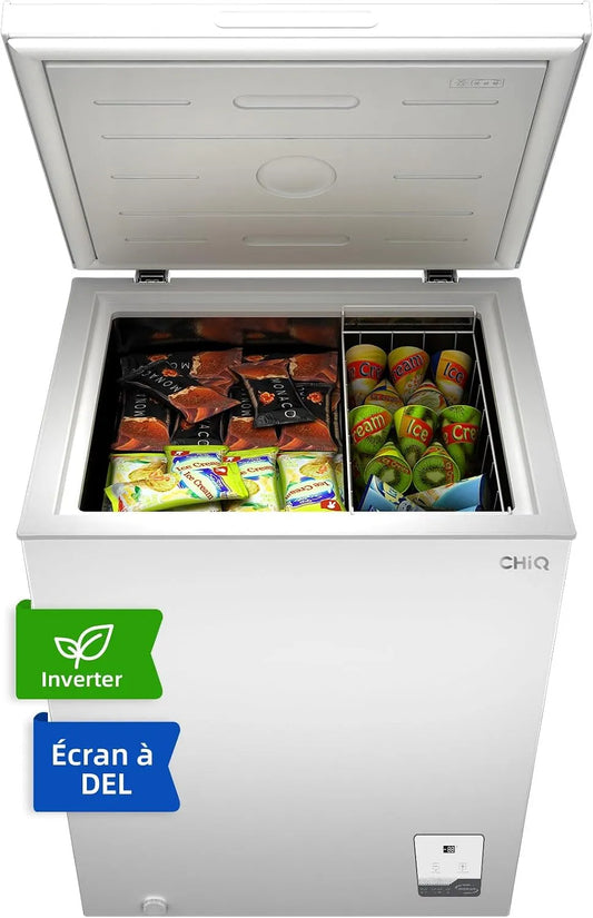 Congélateur, Mode de congélation rapide -32℃, Inverter, Grille métallique, c CHiQ 142L, dimensions 63,5 x 55,6 x 83,5cm, Faible bruit
