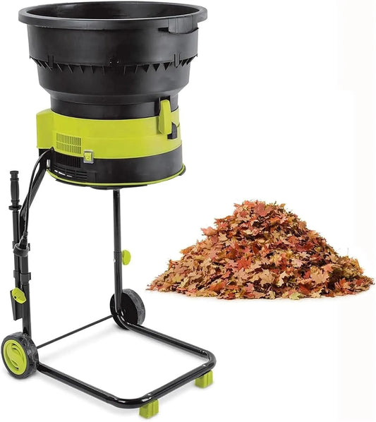 Broyeur de feuilles, électrique, sans lame monté sur roues et sac de rangement pour le nettoyage et le compostage de jardin