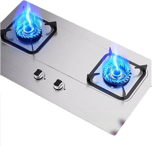 Cuisinière à gaz, Plaque De Cuisson À Allumage Automatique En Acier Inoxydable, 2 Brûleurs, De Table Et Encastrée, NG, Support De Casserole En Fonte