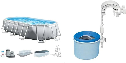 Intex kit Piscine Prism Frame Ovale Tubulaire, 1,22m & Skimmer de Surface Deluxe pour autostable ou Tubulaire, 5,03 x, 2,74 x