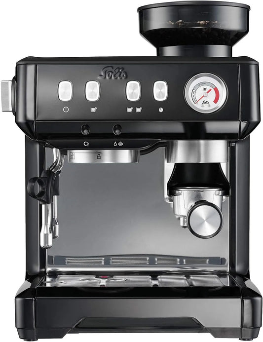 & Infuse Compact Machine à expresso avec porte-filtre 1018 Solis Grind, buse vapeur, régulateur de température, noire, porte-filtre de 51 mm