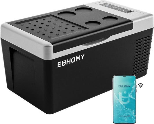 Réfrigérateur CC 100 EUHOMY, compresseur électrique de 18 L avec contrôle par application, tension 12 V, de voiture -15,6 °C ~ 20 °C
