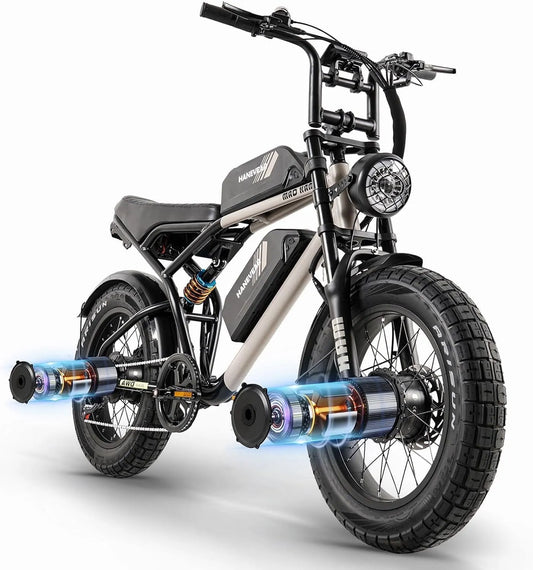 Vélo électrique 85Nm, 2*18Ah 48V Batterie Jusqu'à 150km+, Modèle 150km, pour Adultes, E Bike Moteur Double, Suspension Intégrale