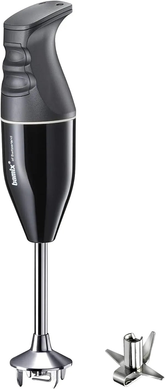 Mixeur EO140 bamix, plongeant Classic avec couteau multifonction en acier inoxydable, fabriqué en Suisse, finition blanche, puissance 140 W, 2 niveaux